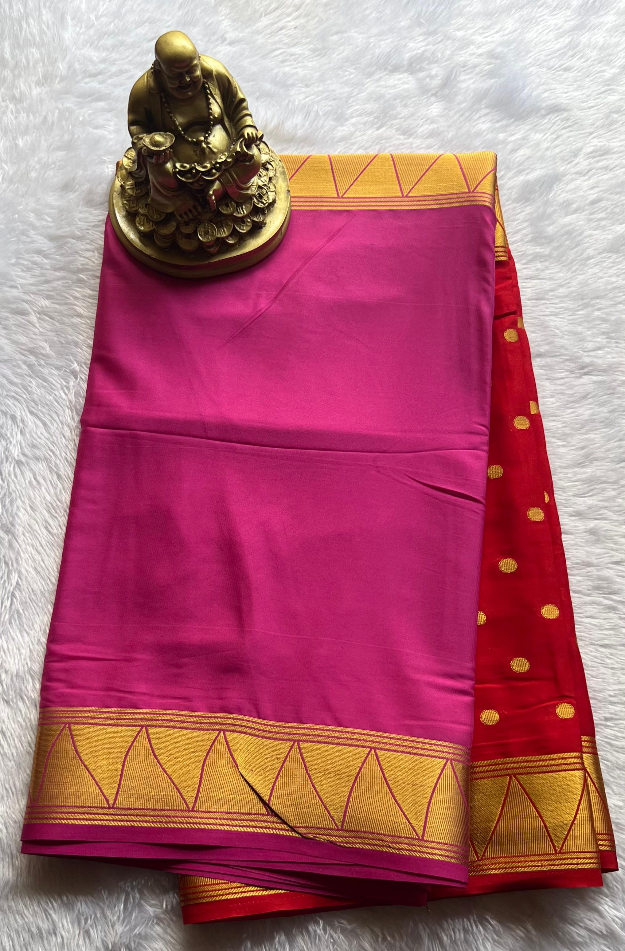 Semi Mysore Silk Half and Half with butta n Temple Border