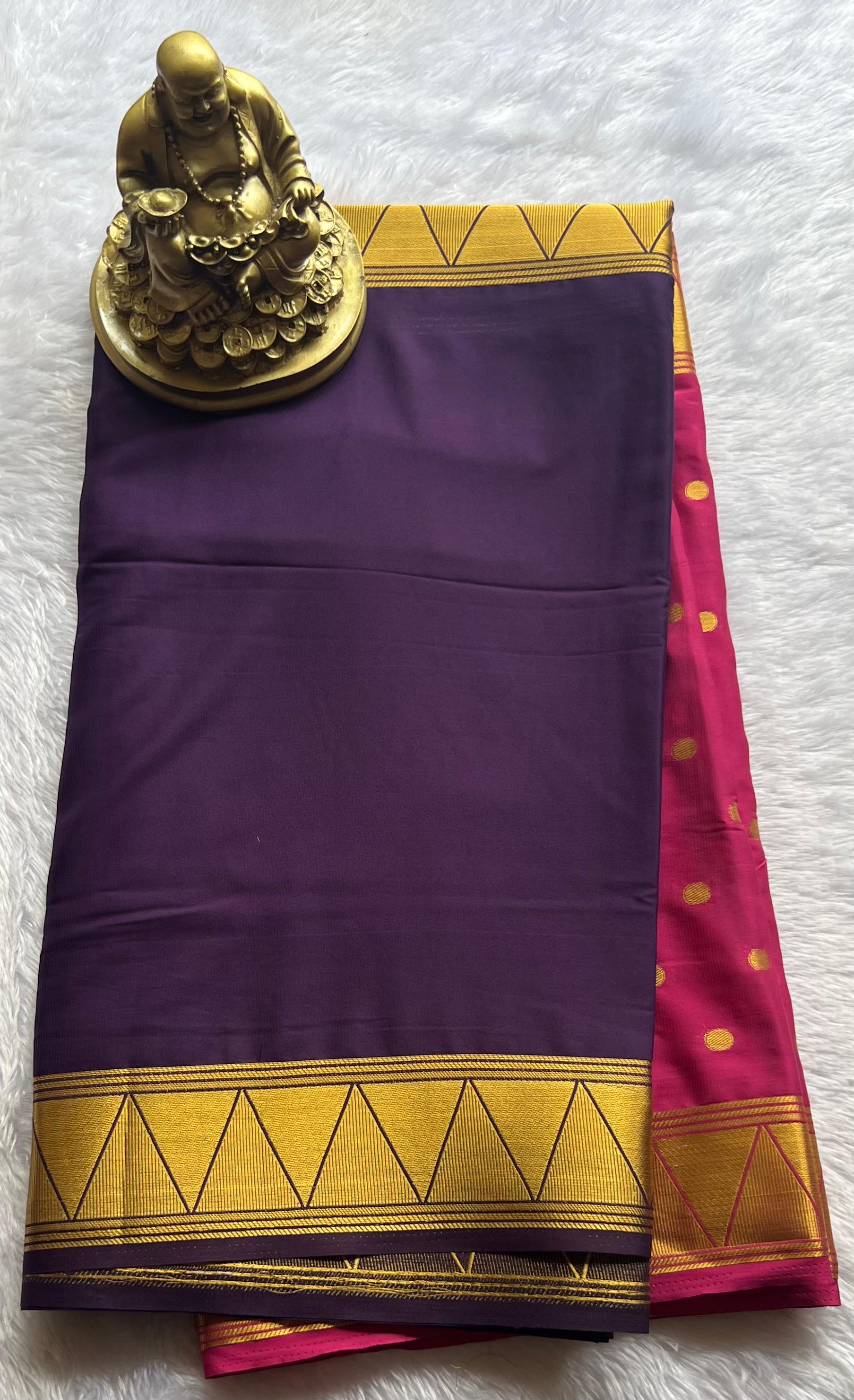 Semi Mysore Silk Half and Half with butta n Temple Border
