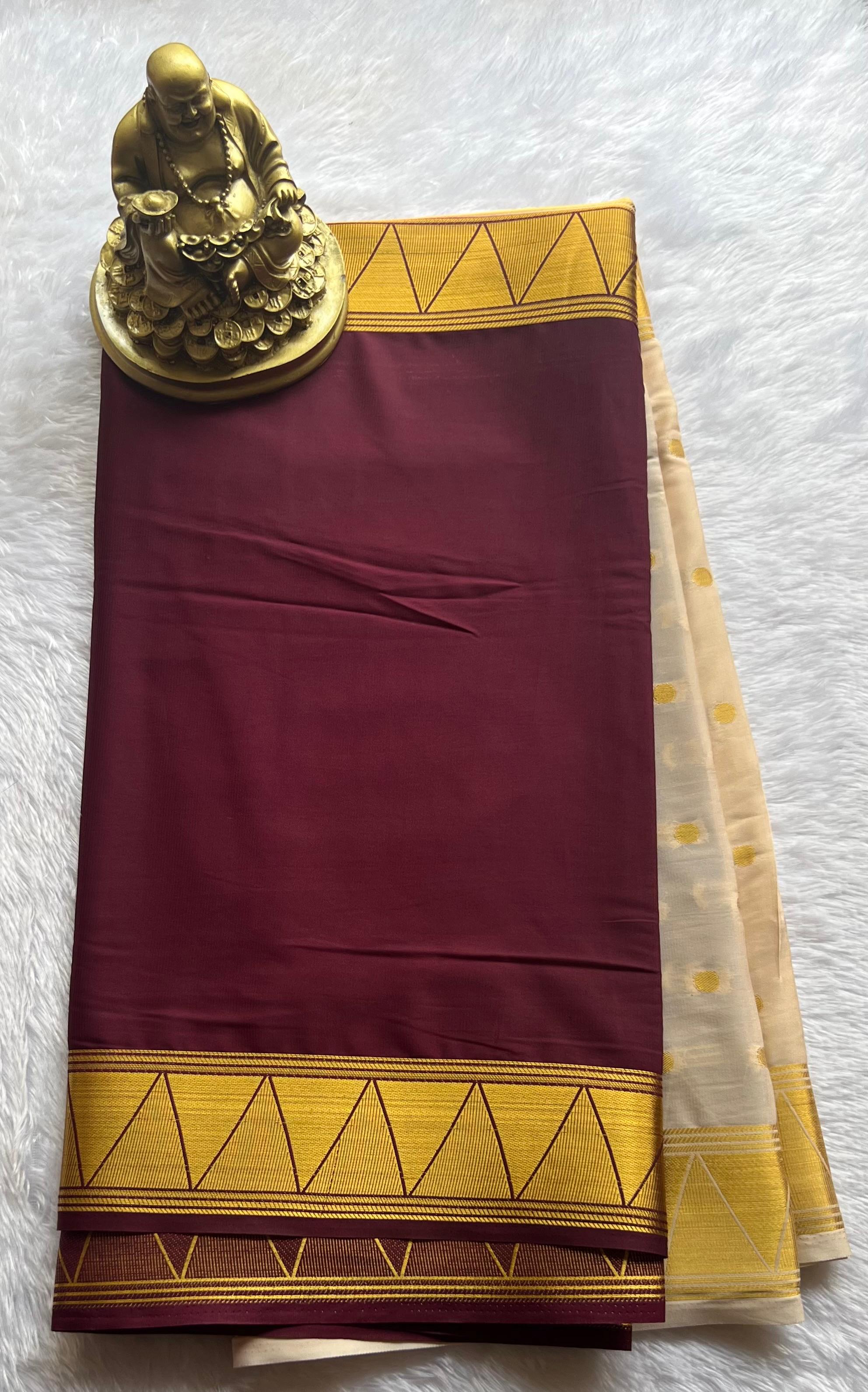 Semi Mysore Silk Half and Half with butta n Temple Border
