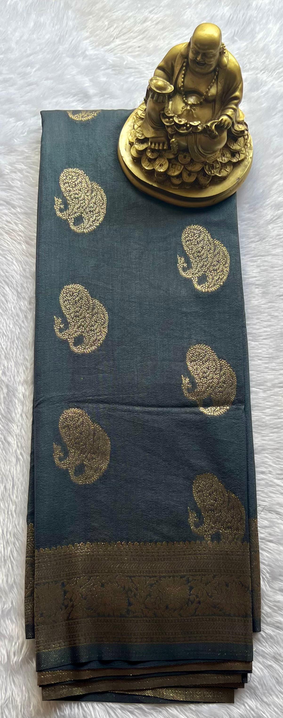 Semi Kaddi Georgette Double Mango Butta Self, Rich Pallu