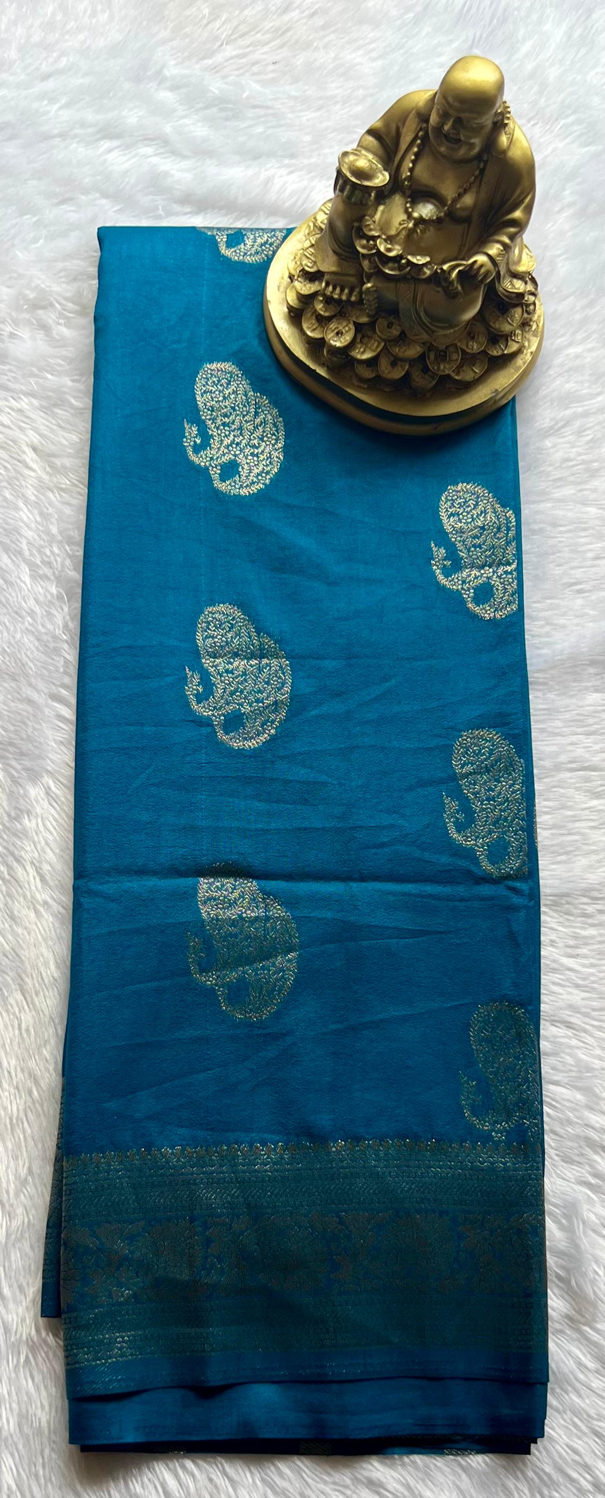 Semi Kaddi Georgette Double Mango Butta Self, Rich Pallu