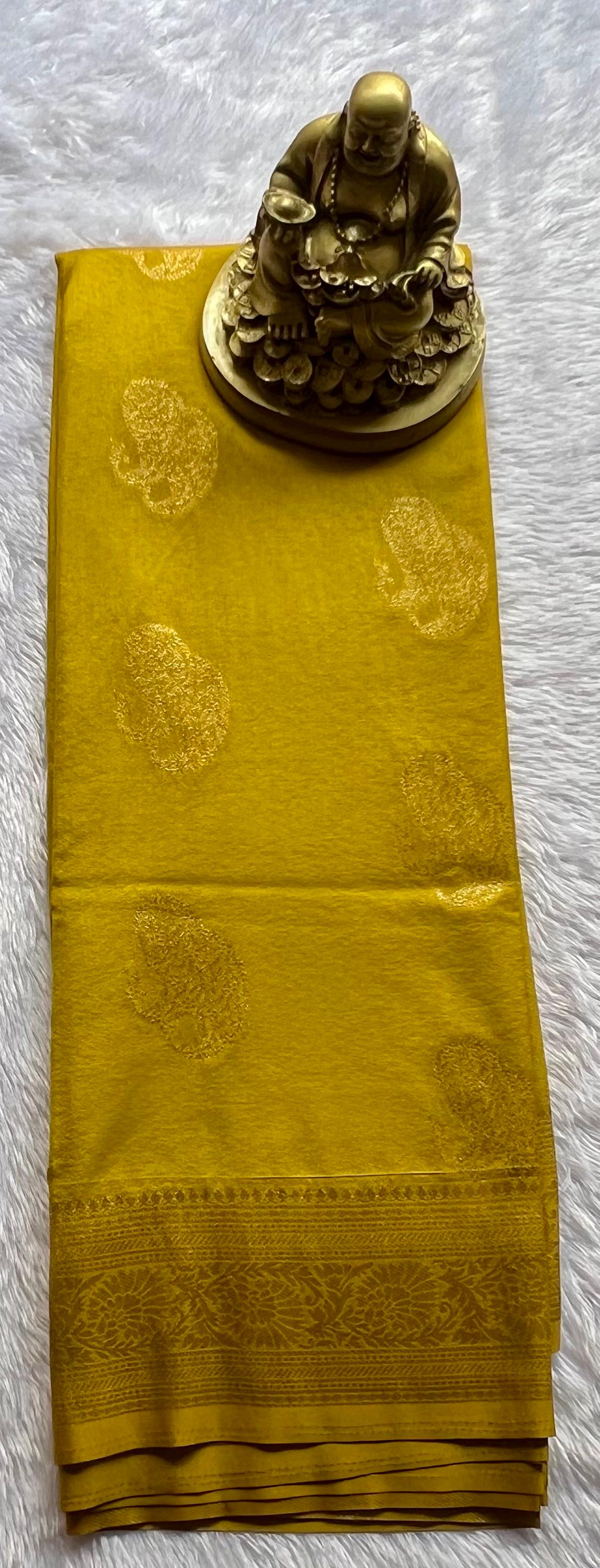 Semi Kaddi Georgette Double Mango Butta Self, Rich Pallu