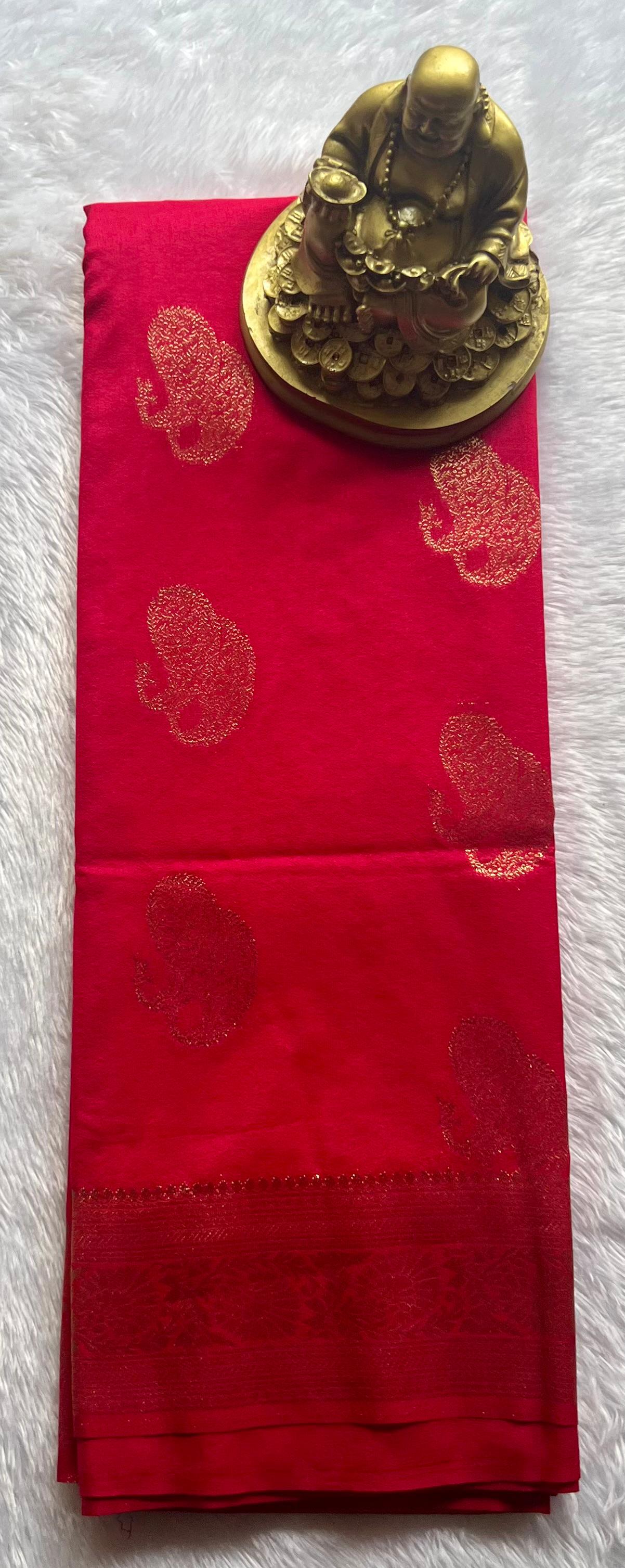 Semi Kaddi Georgette Double Mango Butta Self, Rich Pallu