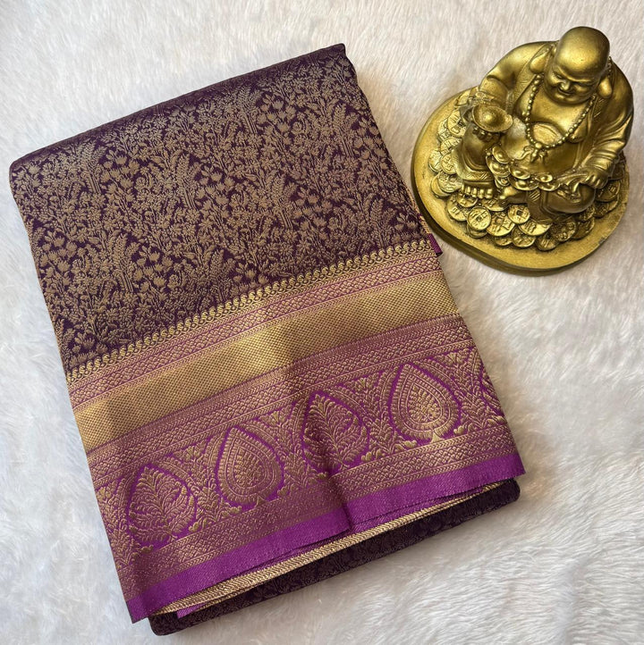 Khadi Georgette Rich Brocade With Leaf Border
