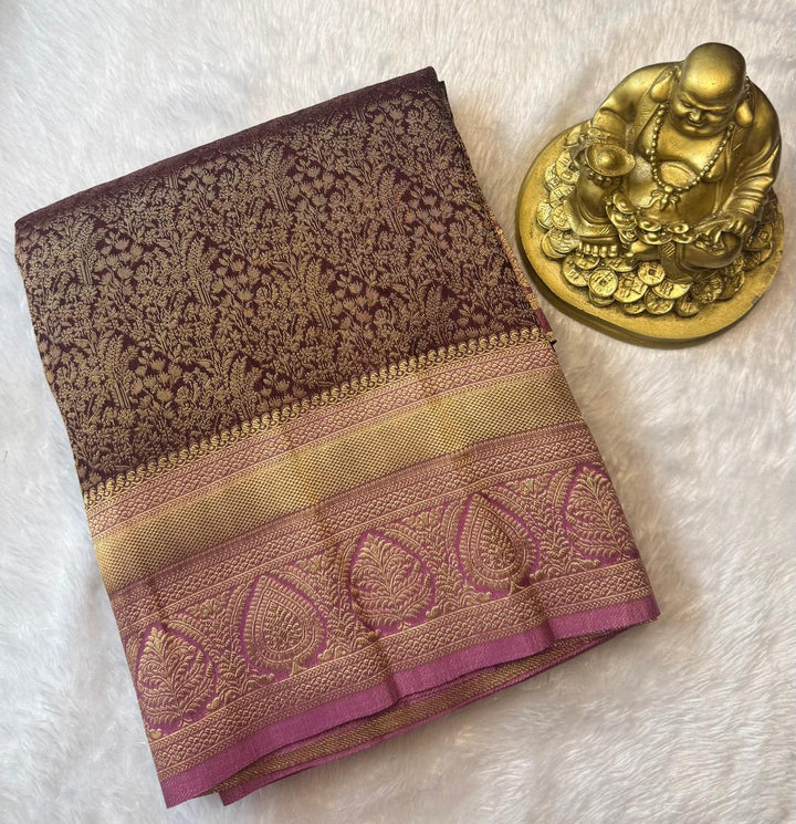 Khadi Georgette Rich Brocade With Leaf Border