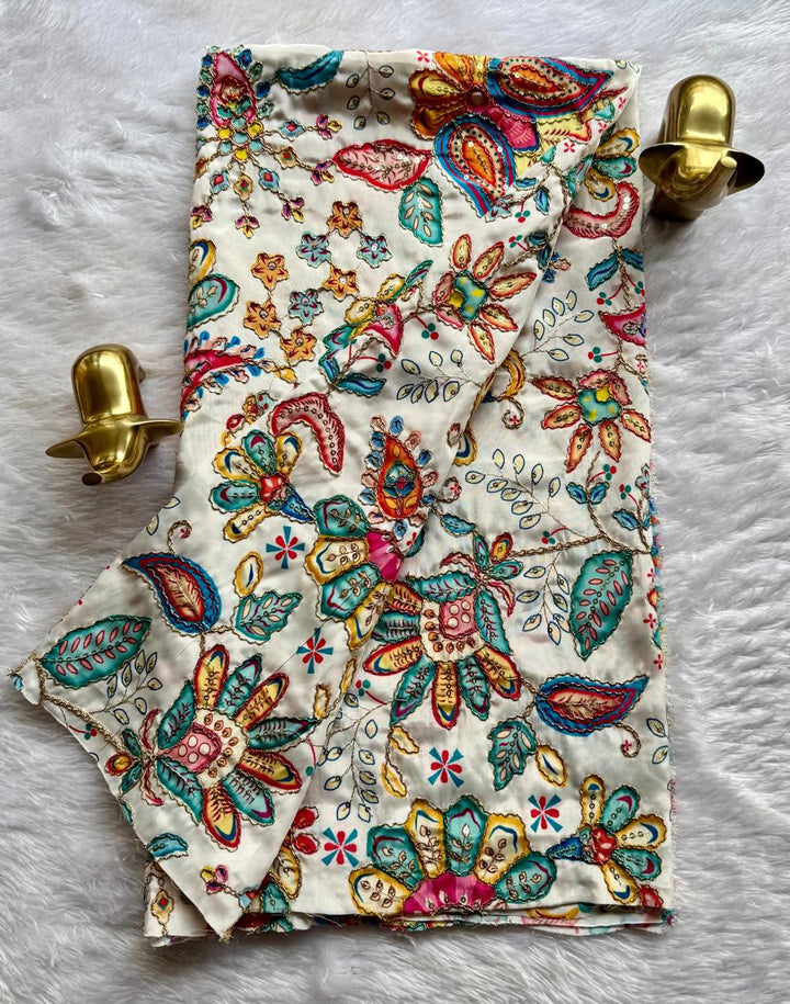 Pure natural Crape Floral Position Print Blouse fabric
