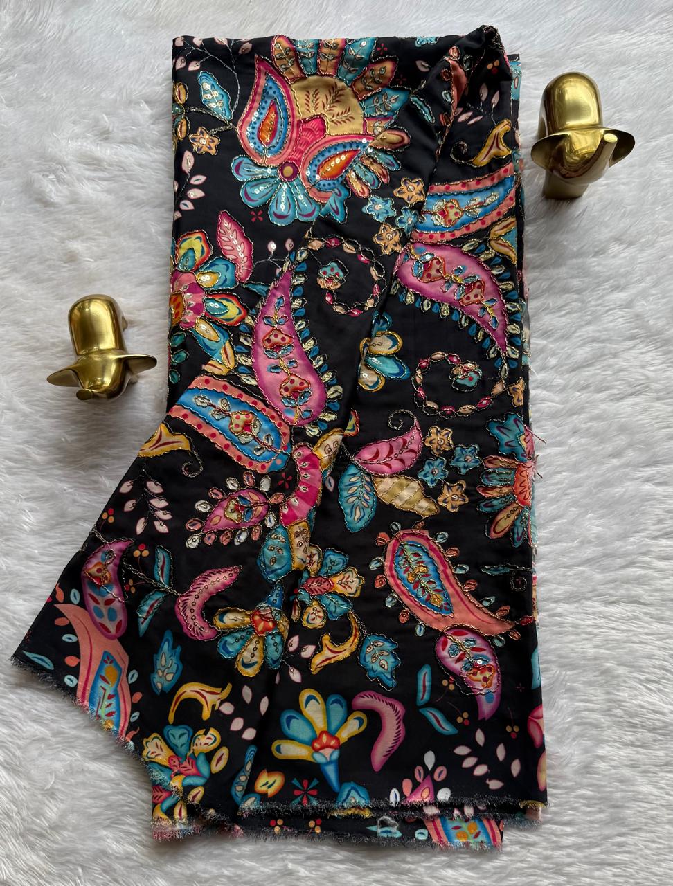 Pure natural Crape Floral Position Print Blouse fabric