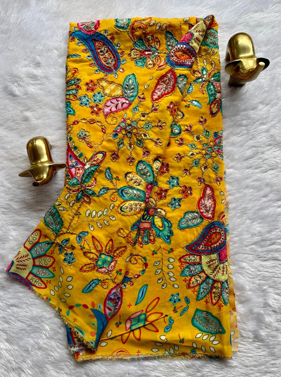 Pure natural Crape Floral Position Print Blouse fabric