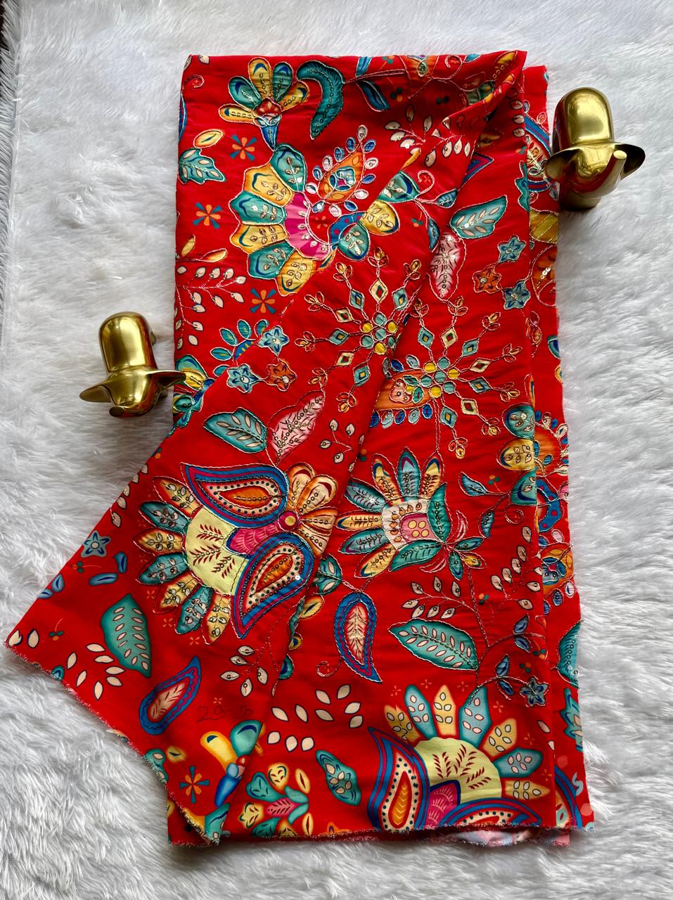 Pure natural Crape Floral Position Print Blouse fabric