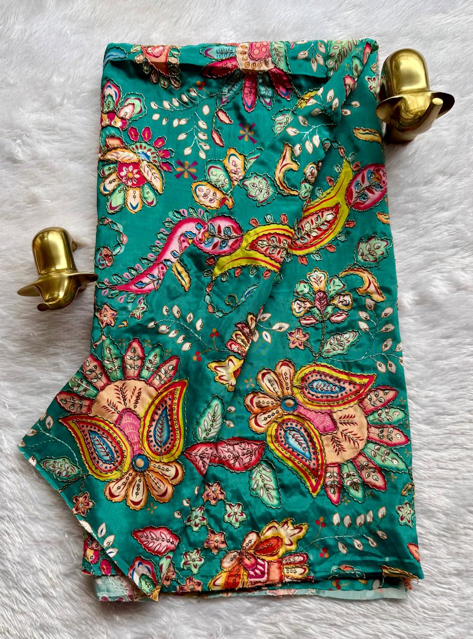 Pure natural Crape Floral Position Print Blouse fabric