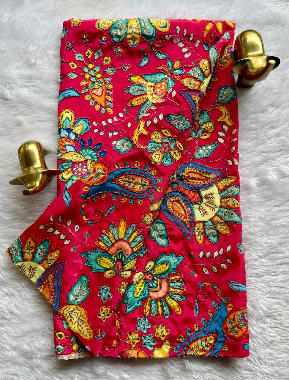 Pure natural Crape Floral Position Print Blouse fabric