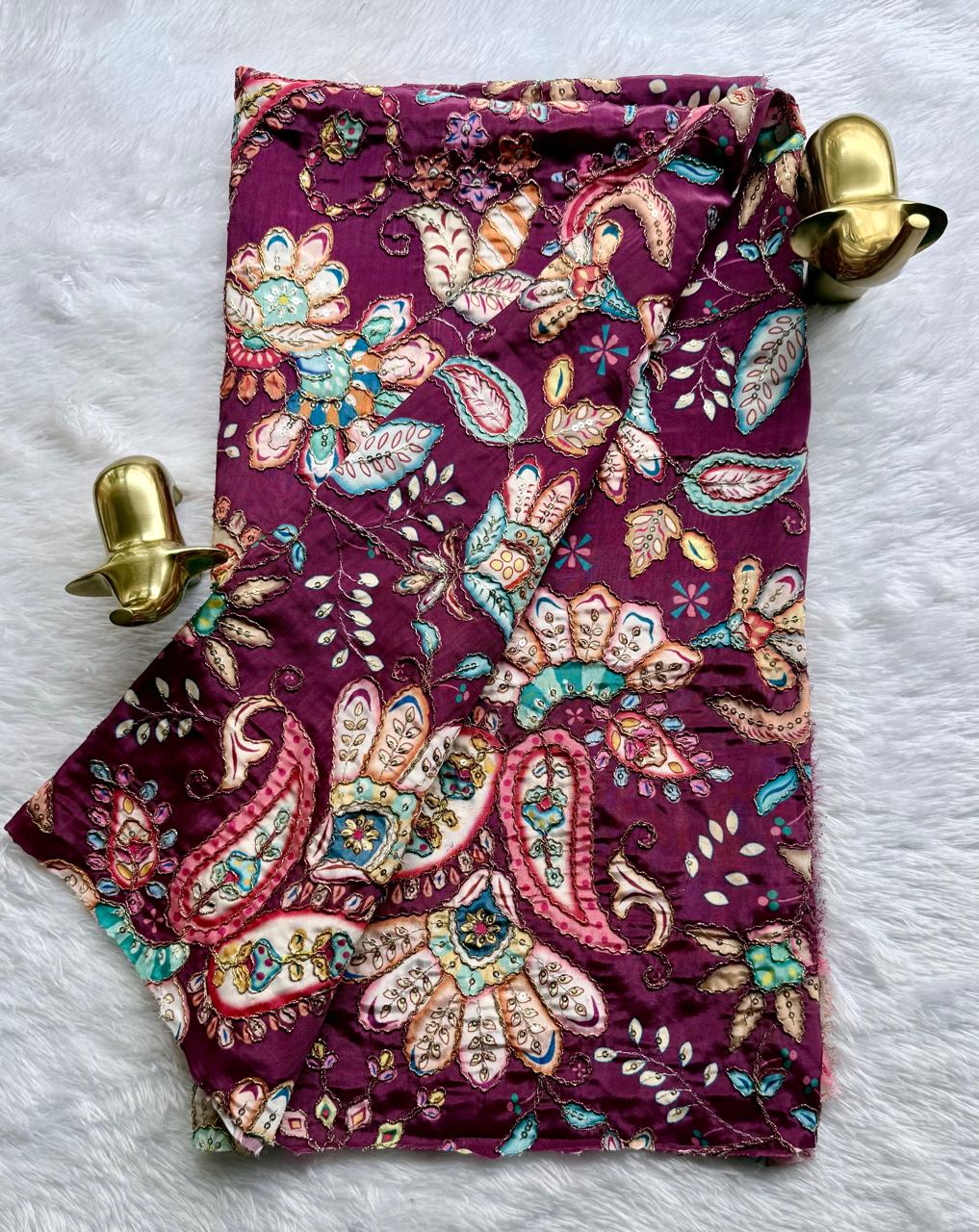 Pure natural Crape Floral Position Print Blouse fabric