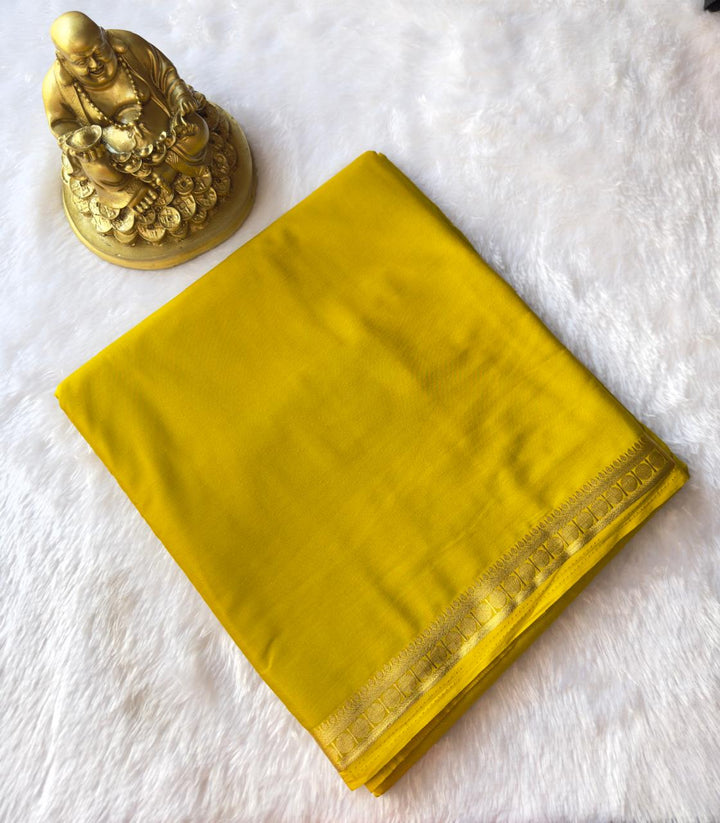 Semi Mysore Silk Elegant circle 1 Inch Border Self Colour