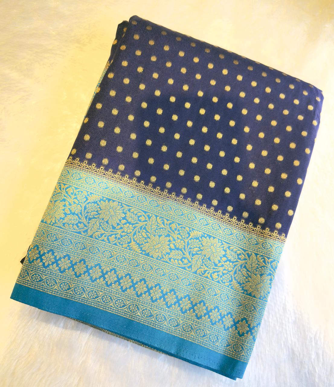 Semi Mysore Silk Saree with Buttas