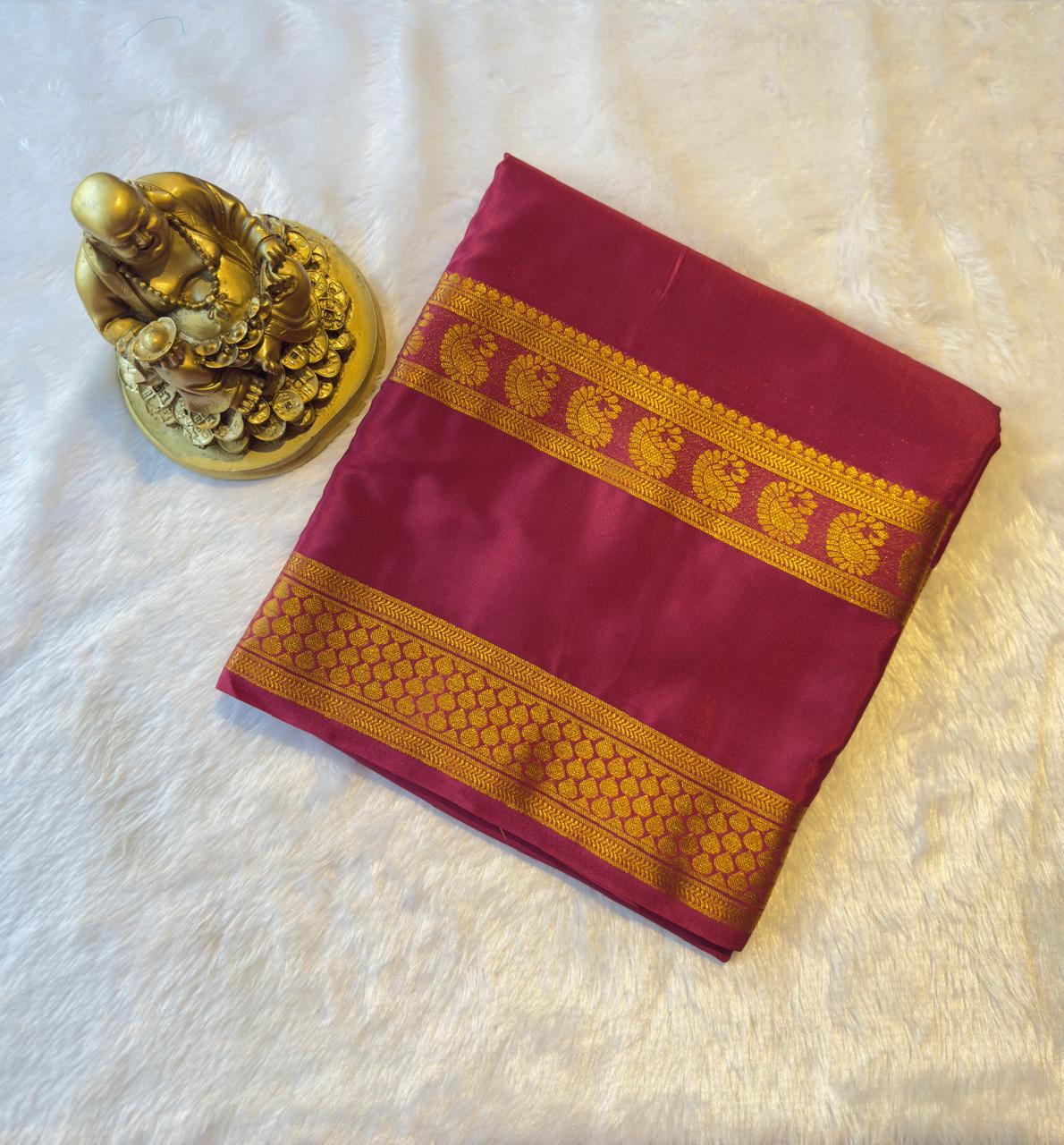 Semi Mysore Silk Mango Leaf Bentex Border Self Colour