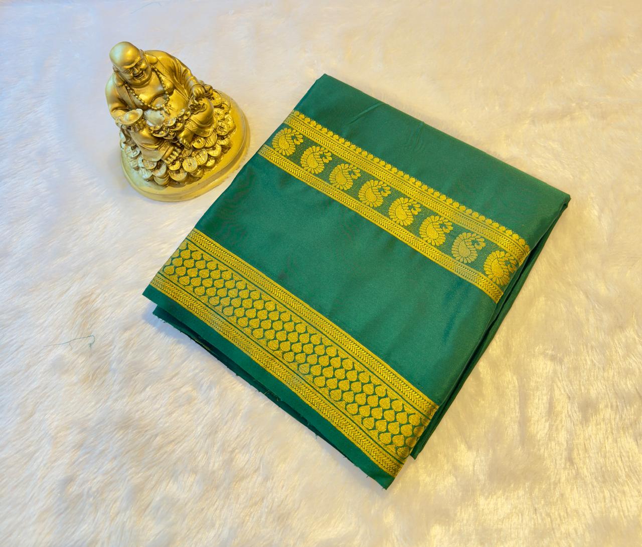 Semi Mysore Silk Mango Leaf Bentex Border Self Colour