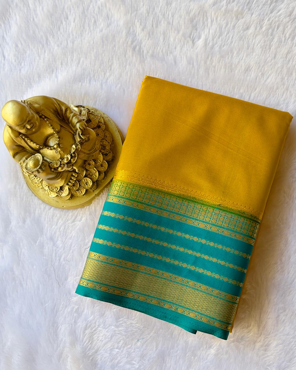 Semi Mysore Silk Heritage Striped Contrast Border