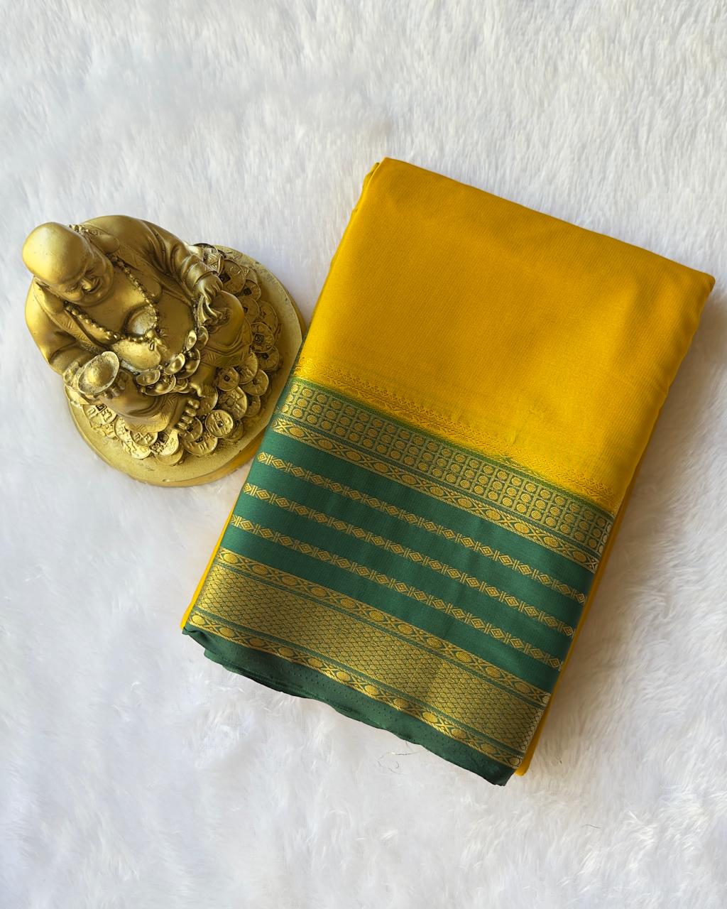 Semi Mysore Silk Heritage Striped Contrast Border