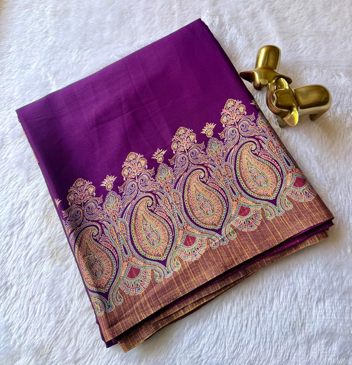 Butter Soft Marble Saree in Mango Boarder
