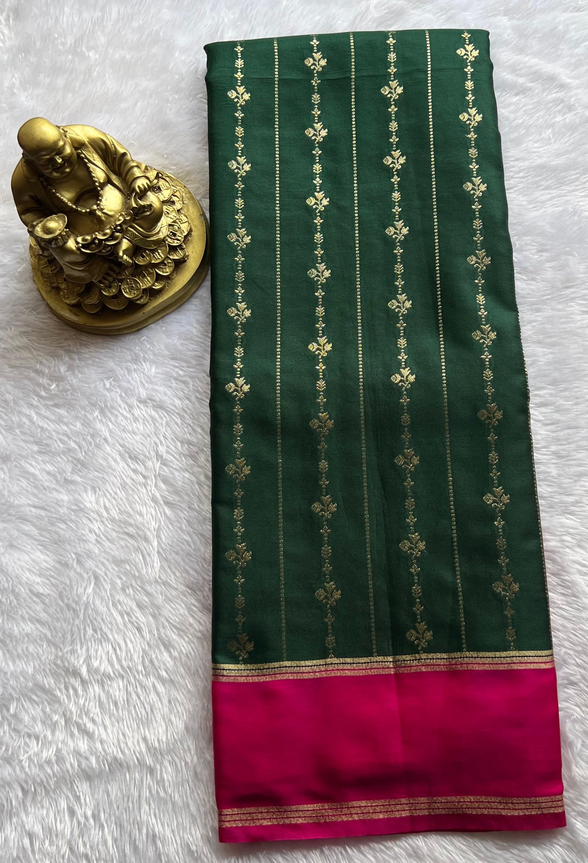 Gajji Silk Flower Line Weaving With Rich Pallu , Washable