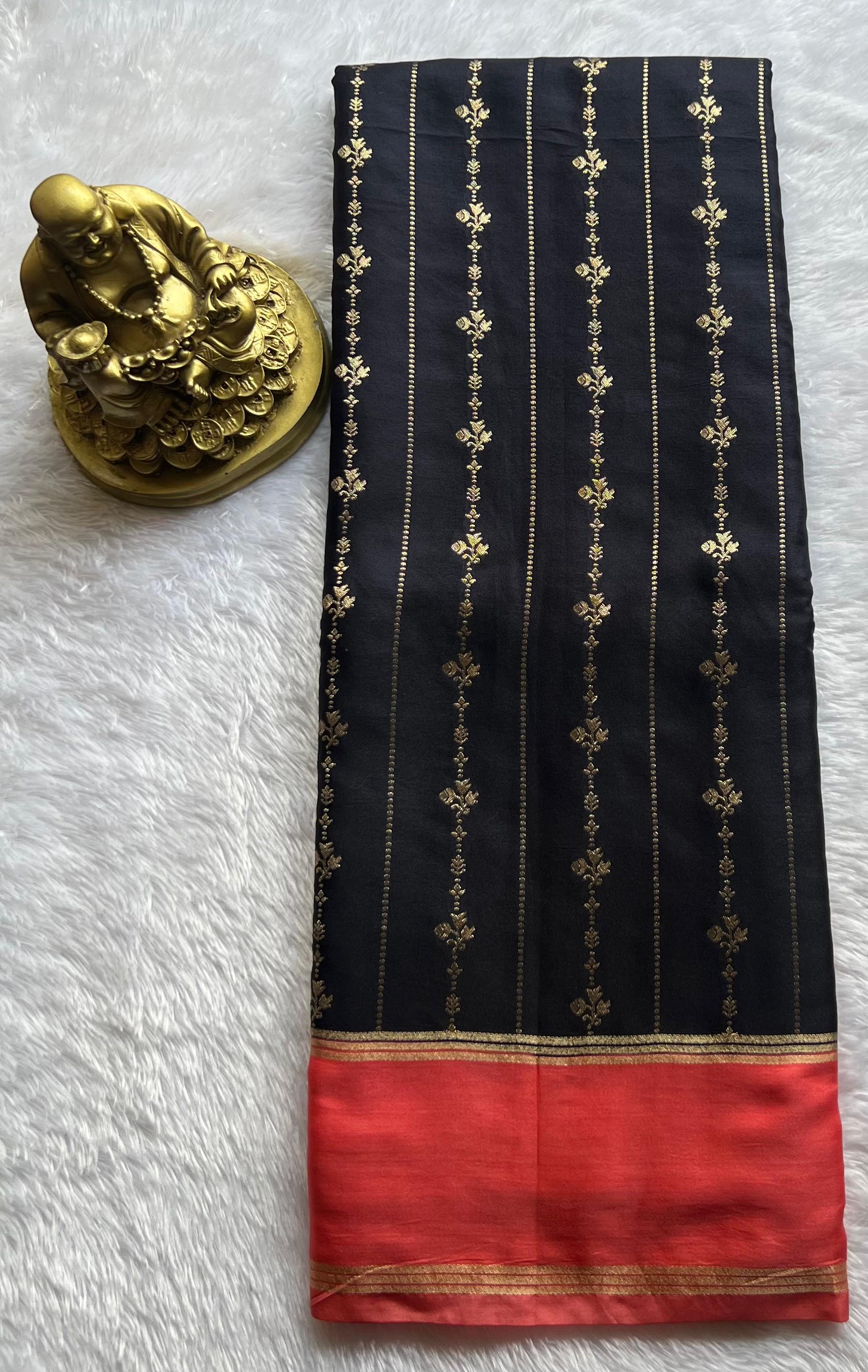 Gajji Silk Flower Line Weaving With Rich Pallu , Washable