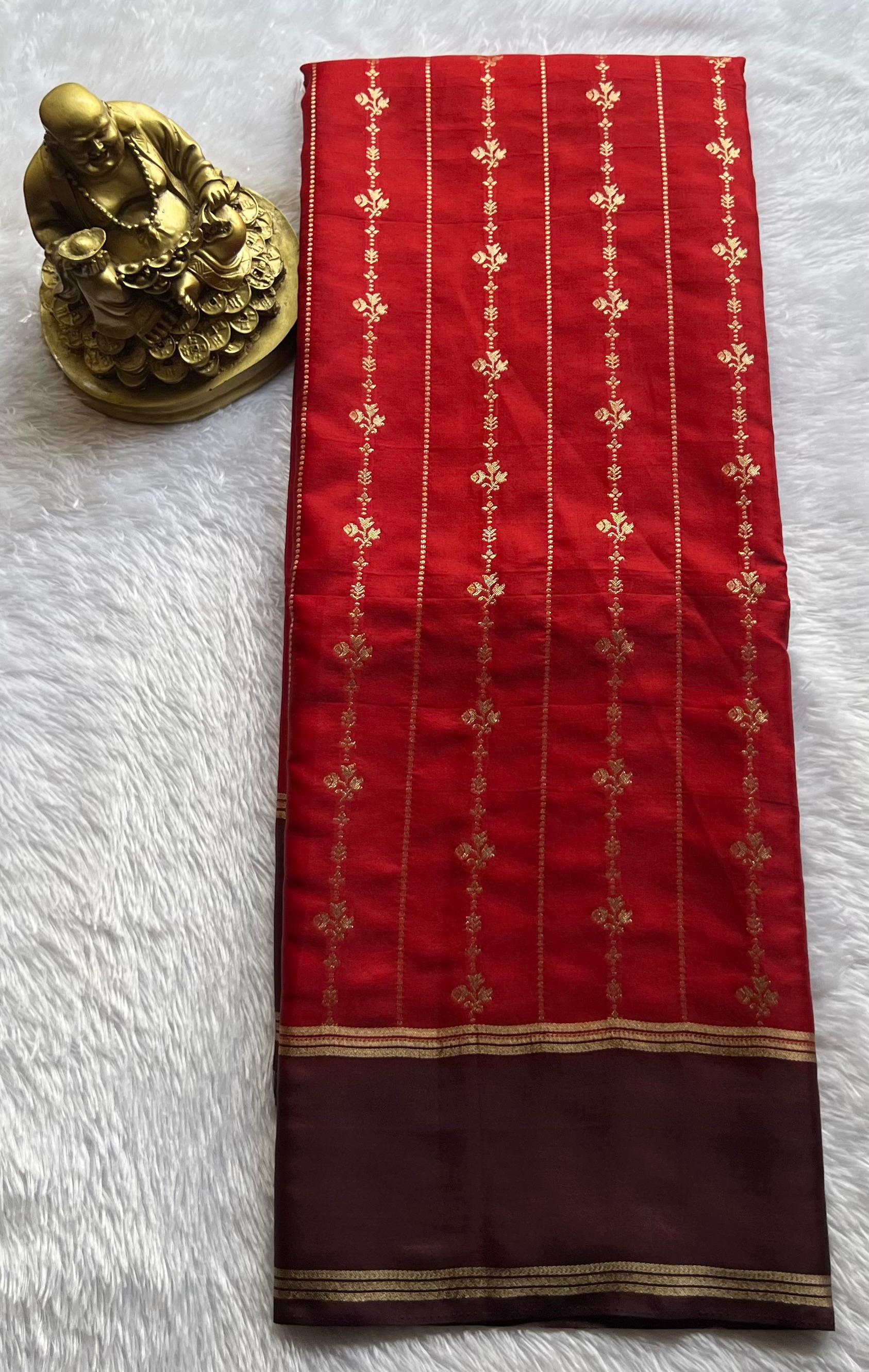 Gajji Silk Flower Line Weaving With Rich Pallu , Washable
