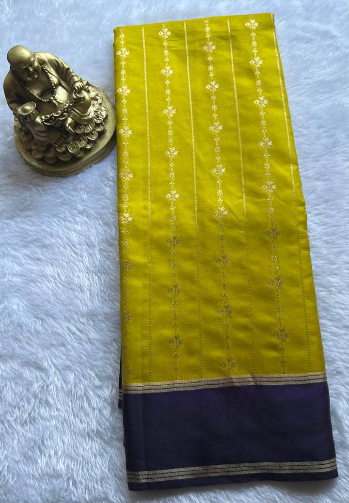 Gajji Silk Flower Line Weaving With Rich Pallu , Washable