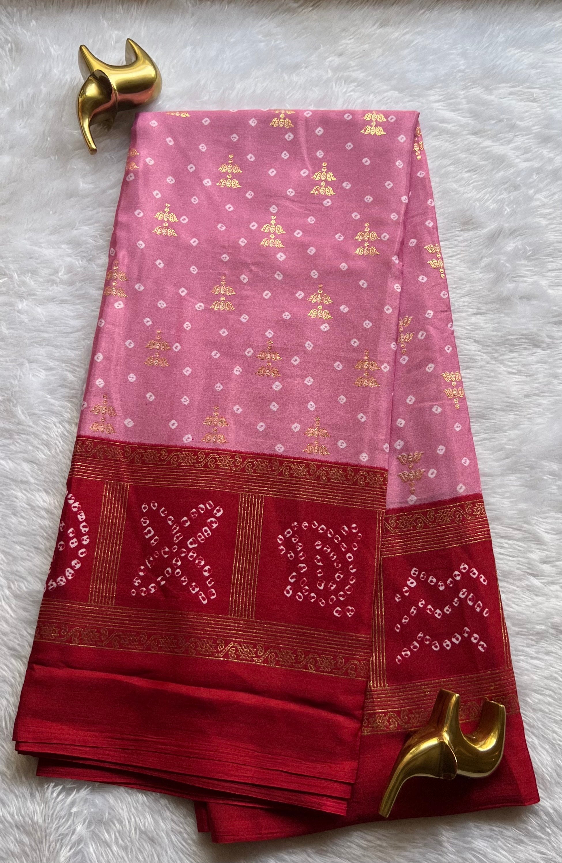 Georgette Saree In Bandini Pattern, Washable