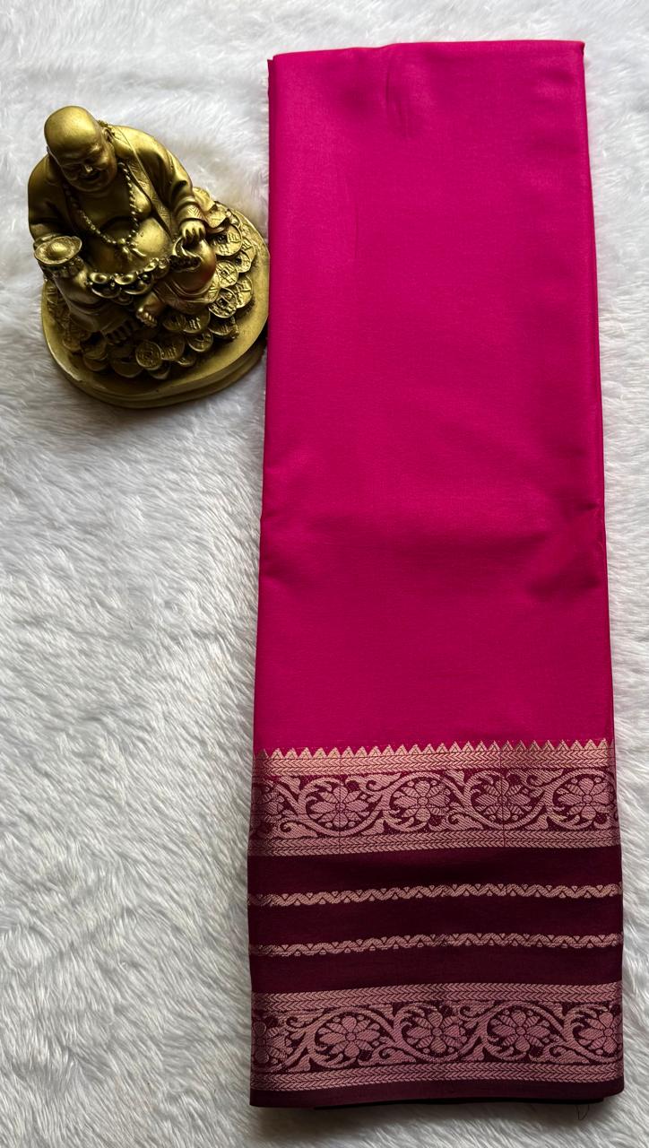 Semi Mysore Silk Plain Flower Climber Broder, Washable