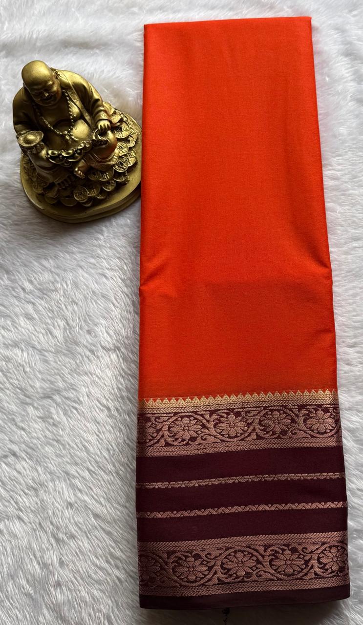 Semi Mysore Silk Plain Flower Climber Broder, Washable