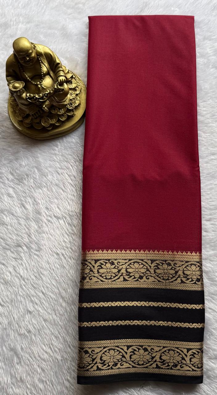Semi Mysore Silk Plain Flower Climber Broder, Washable