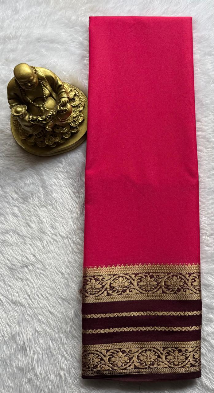 Semi Mysore Silk Plain Flower Climber Broder, Washable