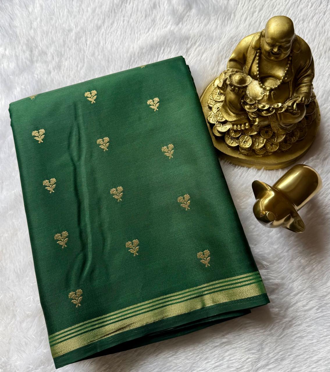 Gajji Silk Double Flower Butta With Small Border