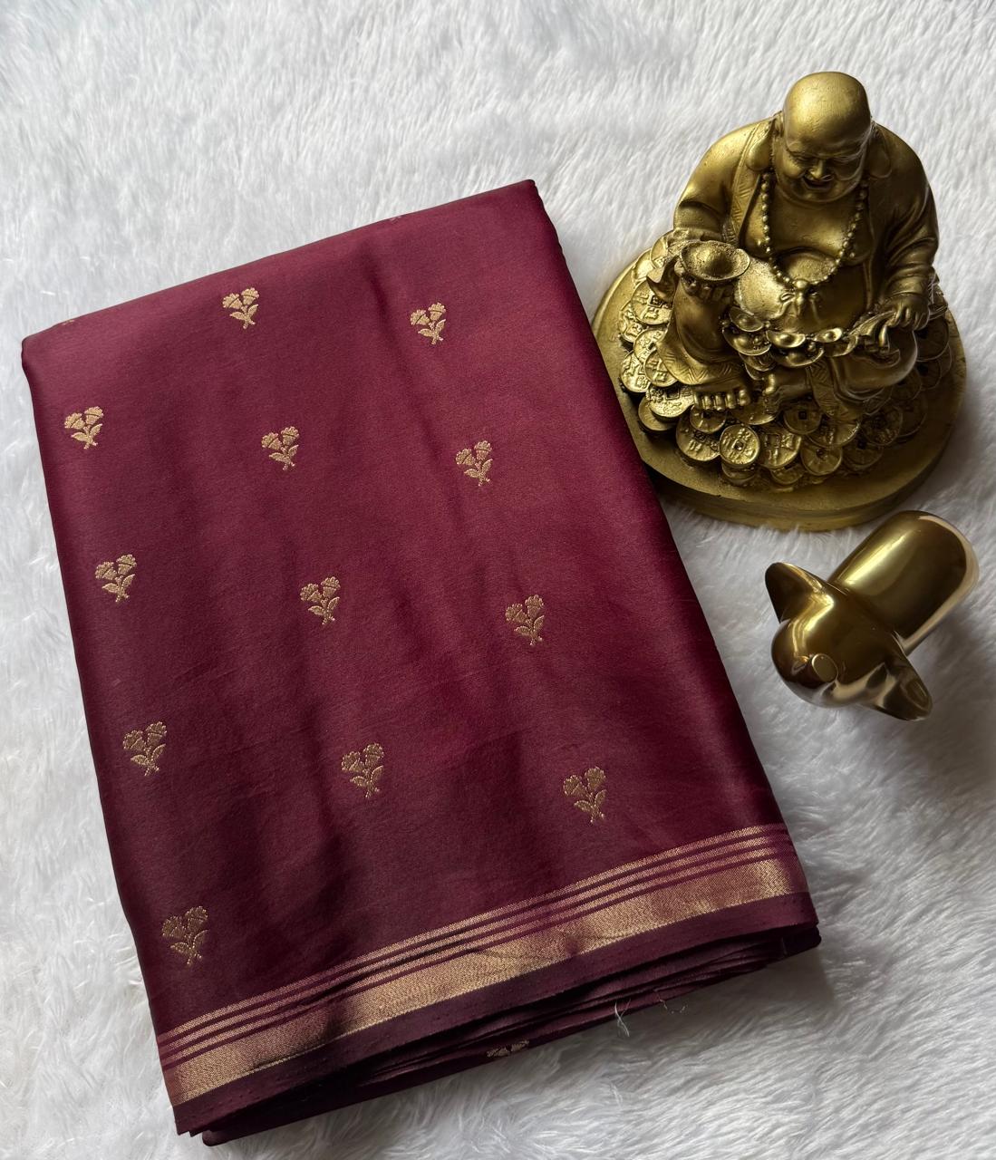 Gajji Silk Double Flower Butta With Small Border