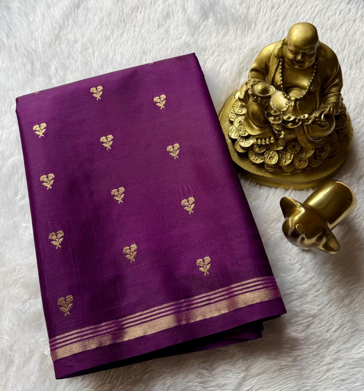 Gajji Silk Double Flower Butta With Small Border