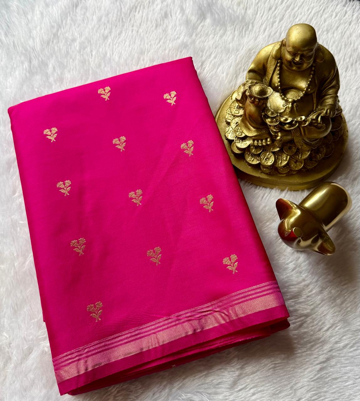 Gajji Silk Double Flower Butta With Small Border