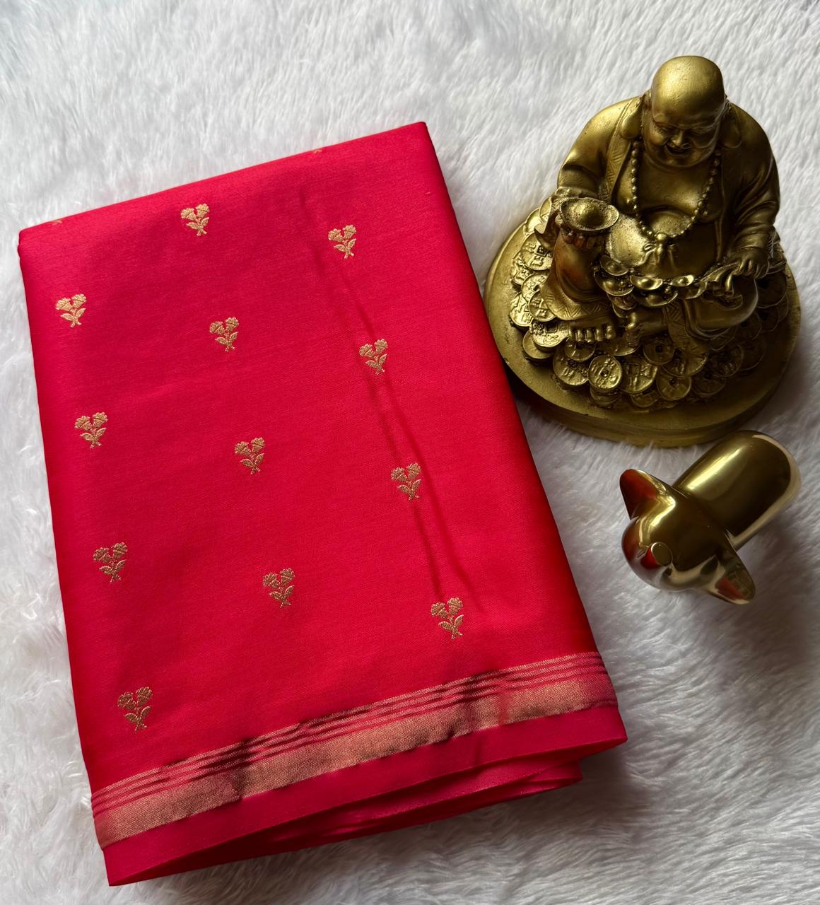 Gajji Silk Double Flower Butta With Small Border