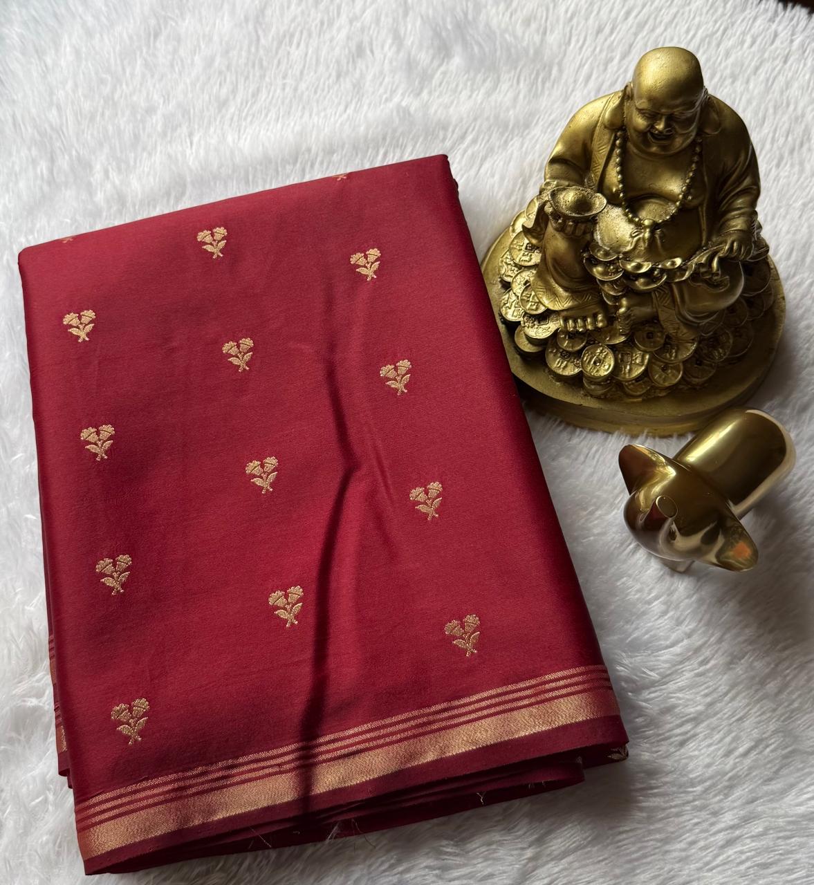 Gajji Silk Double Flower Butta With Small Border