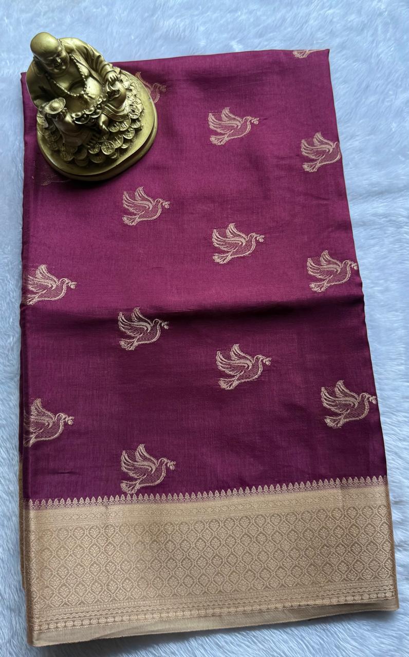 Pure Viscose Pigeon Butta Floral Border