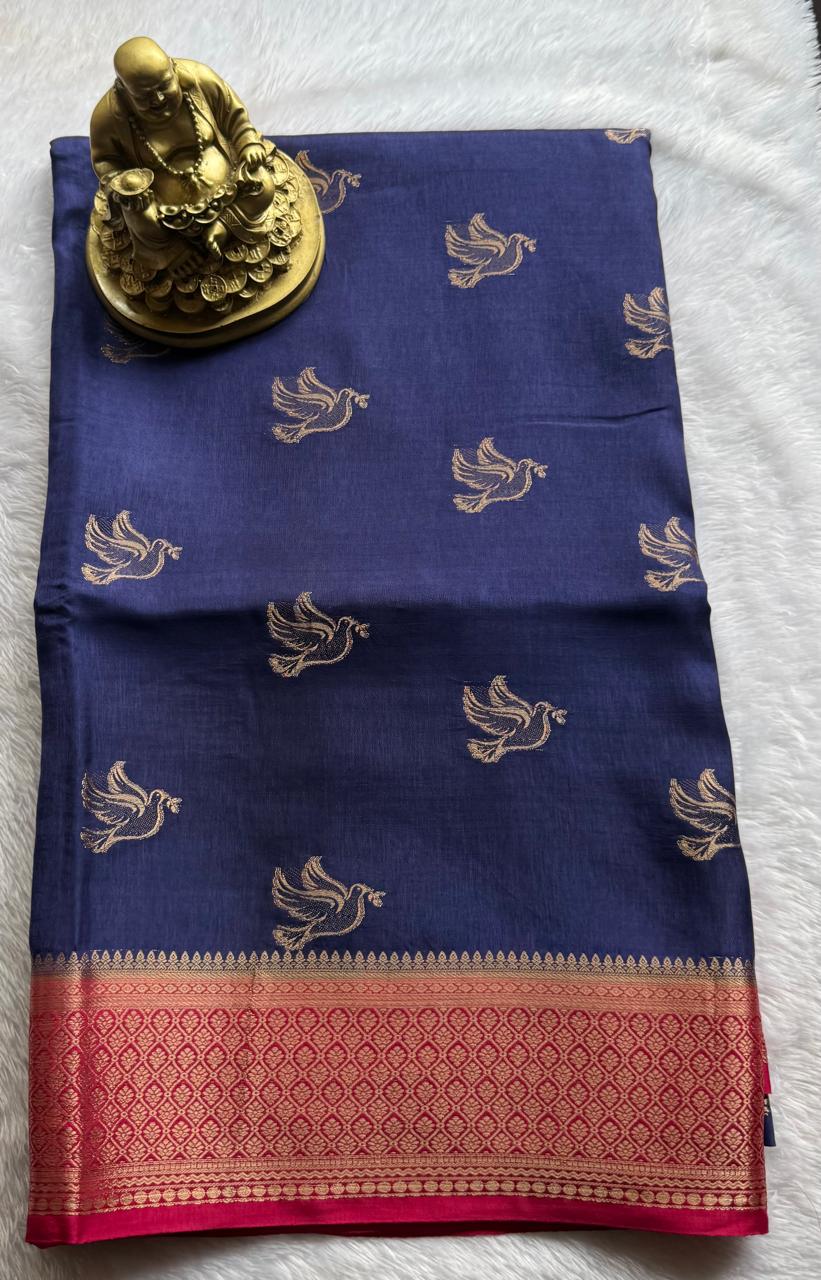 Pure Viscose Pigeon Butta Floral Border
