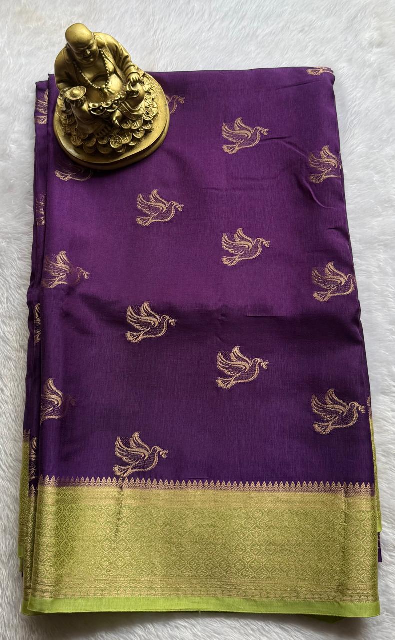 Pure Viscose Pigeon Butta Floral Border