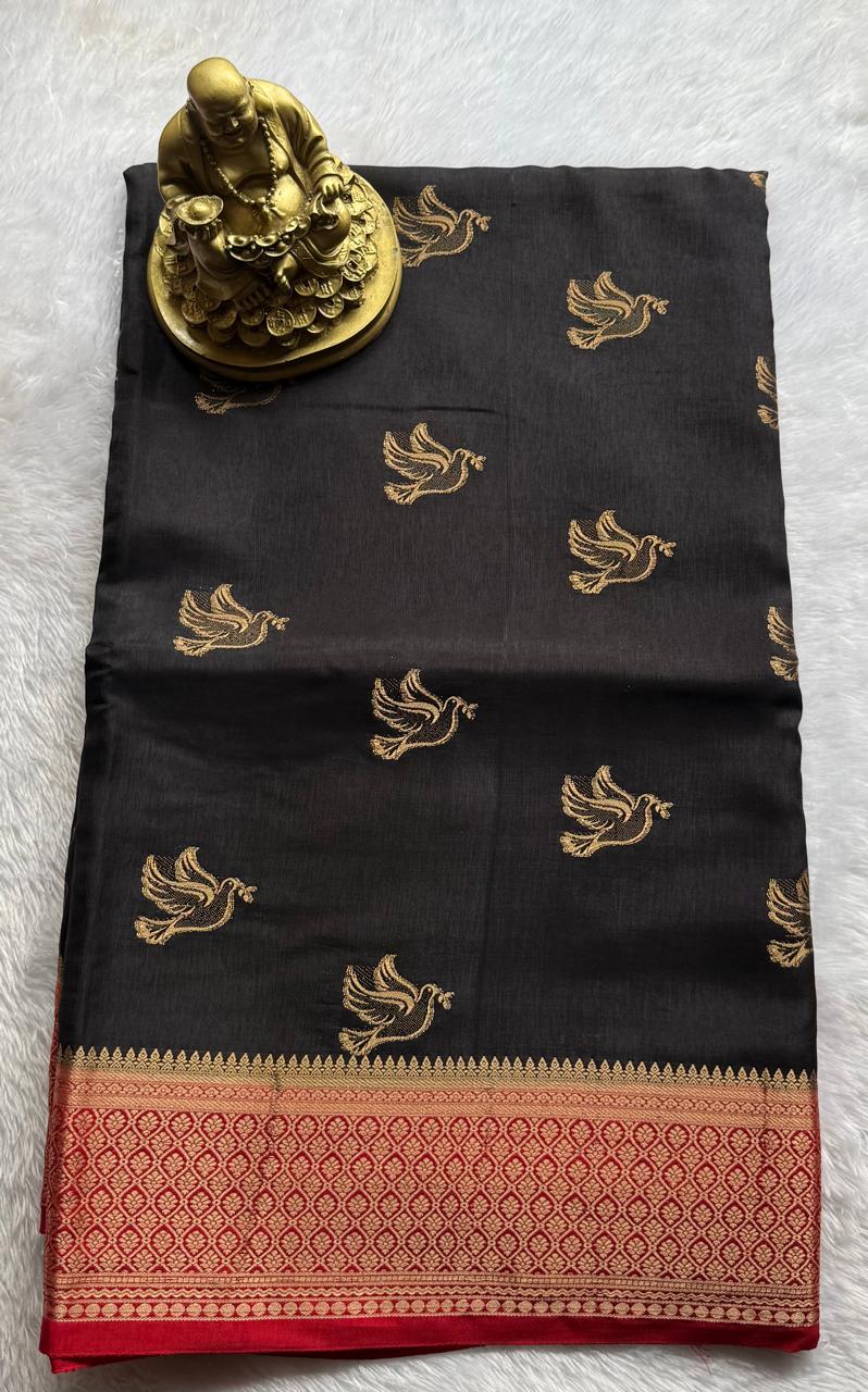 Pure Viscose Pigeon Butta Floral Border