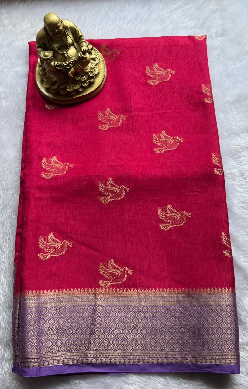 Pure Viscose Pigeon Butta Floral Border