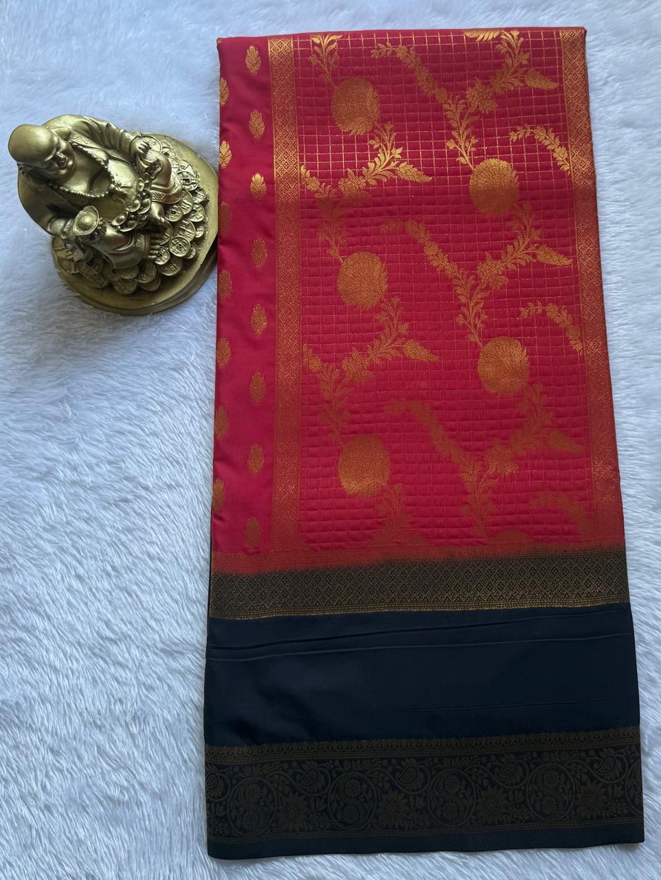 Semi Mysore Silk Flower Zari With Rich Pallu and Bentex Border, Washable