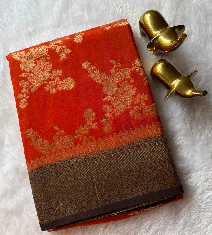 Georgette Saree Jal Pattern With Contrast Border