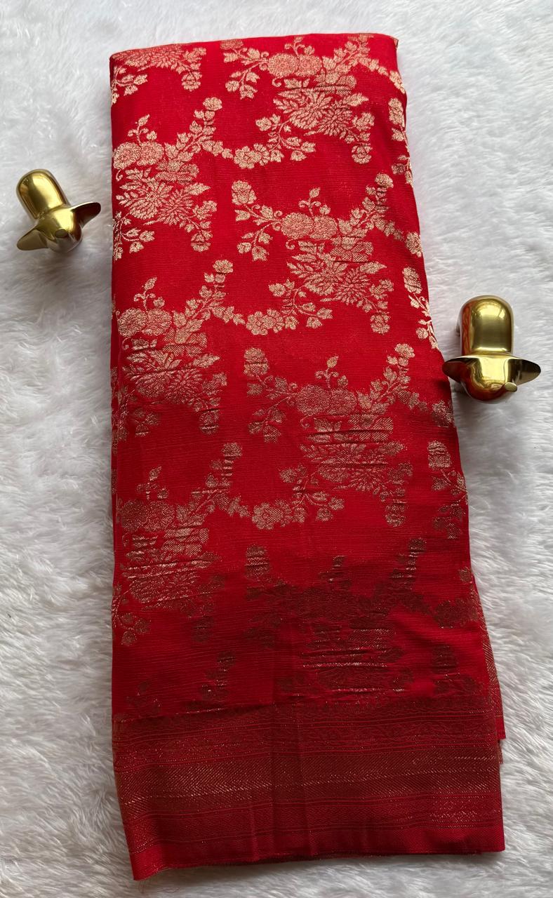 Crush Georgette Banaras Saree Jal Pattern
