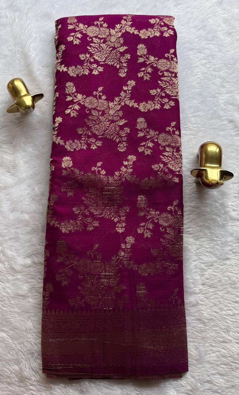 Crush Georgette Banaras Saree Jal Pattern