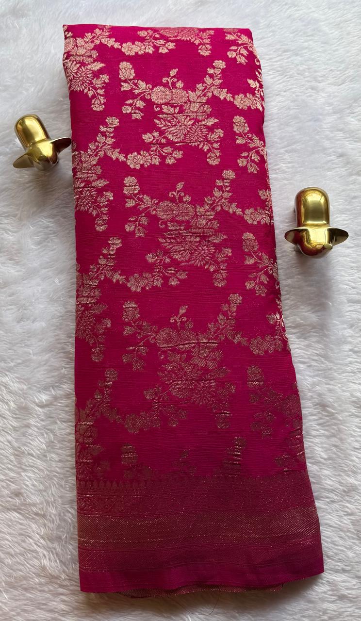 Crush Georgette Banaras Saree Jal Pattern
