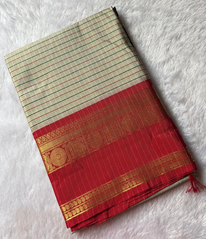 Tussar Checks Ganga Jamuna Saree