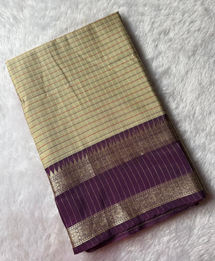 Tussar Checks Ganga Jamuna Saree